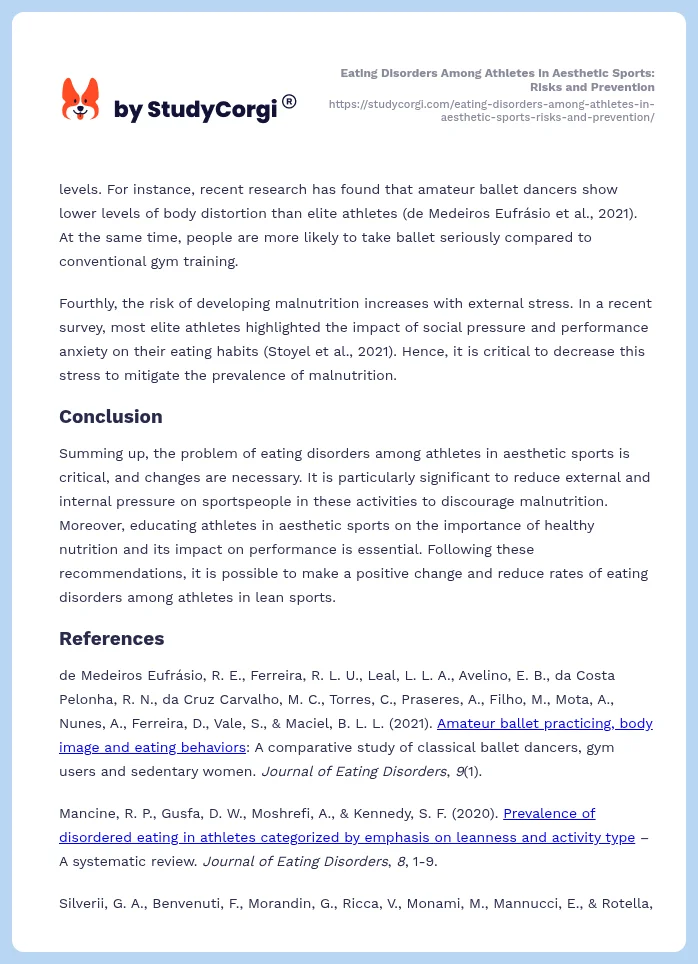 Eating Disorders Among Athletes in Aesthetic Sports: Risks and Prevention. Page 2