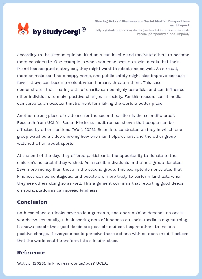 Sharing Acts of Kindness on Social Media: Perspectives and Impact. Page 2