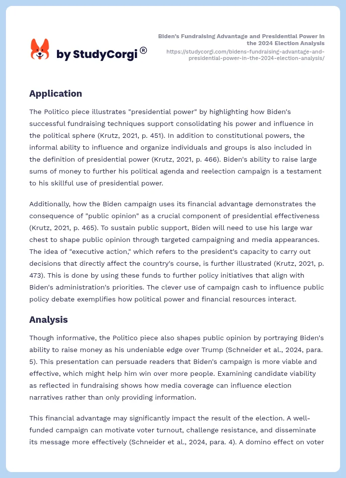 Biden’s Fundraising Advantage and Presidential Power in the 2024 Election Analysis. Page 2
