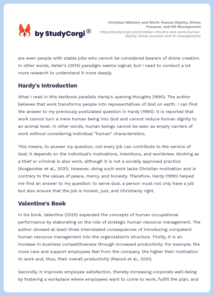 Christian Ministry and Work: Human Dignity, Divine Purpose, and HR Management. Page 2