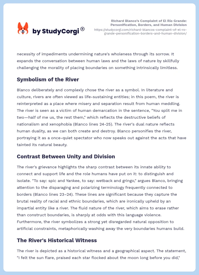 Richard Blanco’s Complaint of El Río Grande: Personification, Borders, and Human Division. Page 2