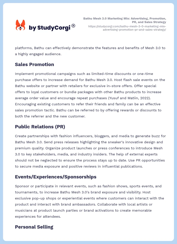 Bathu Mesh 3.0 Marketing Mix: Advertising, Promotion, PR, and Sales Strategy. Page 2