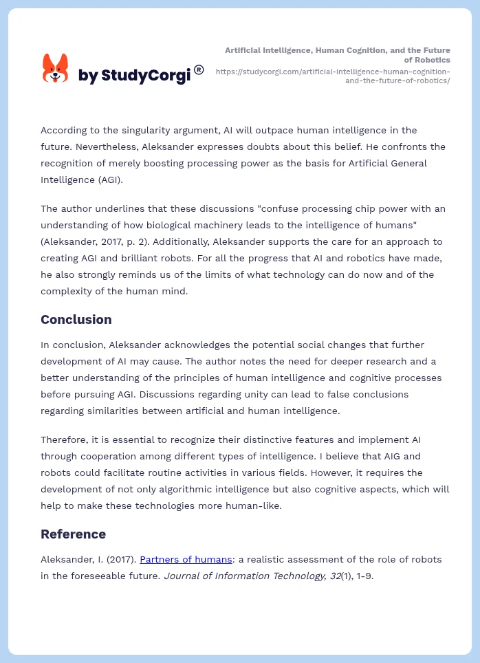 Artificial Intelligence, Human Cognition, and the Future of Robotics. Page 2
