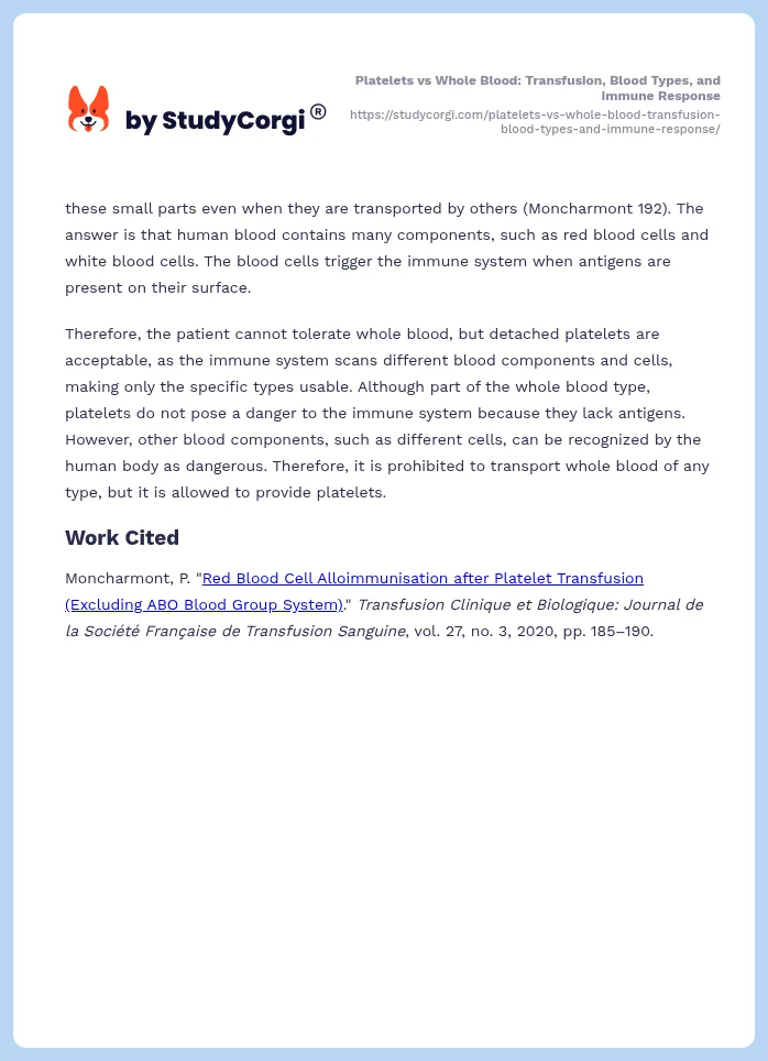 Platelets vs Whole Blood: Transfusion, Blood Types, and Immune Response. Page 2