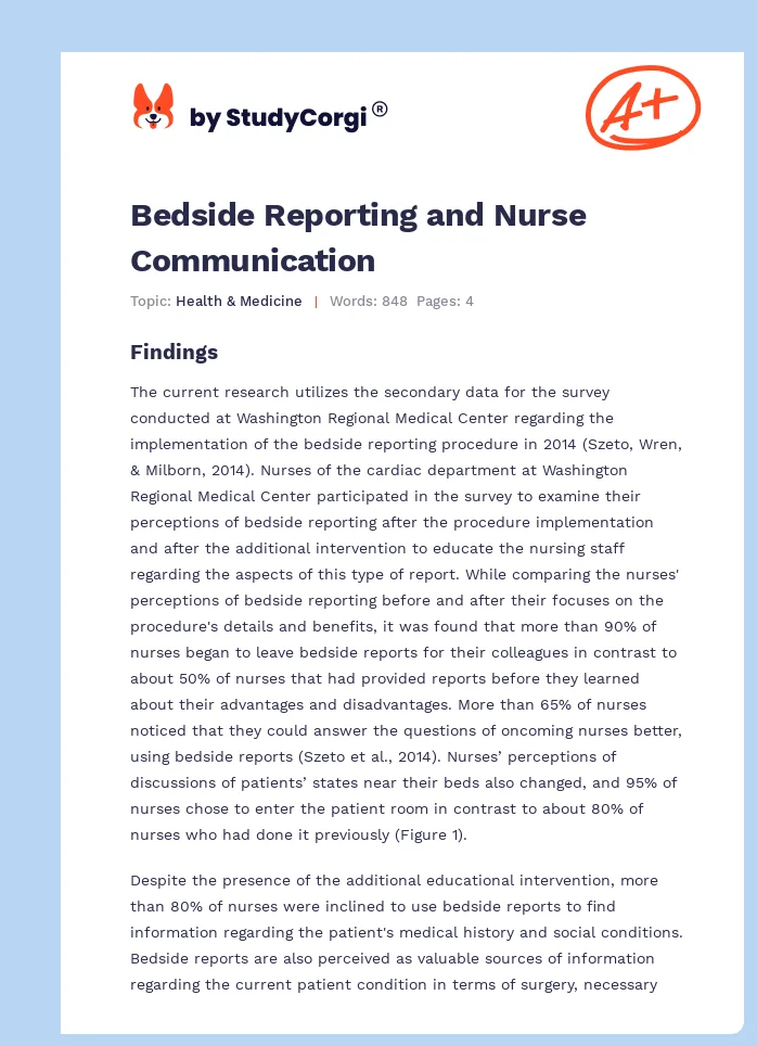Bedside Reporting and Nurse Communication. Page 1