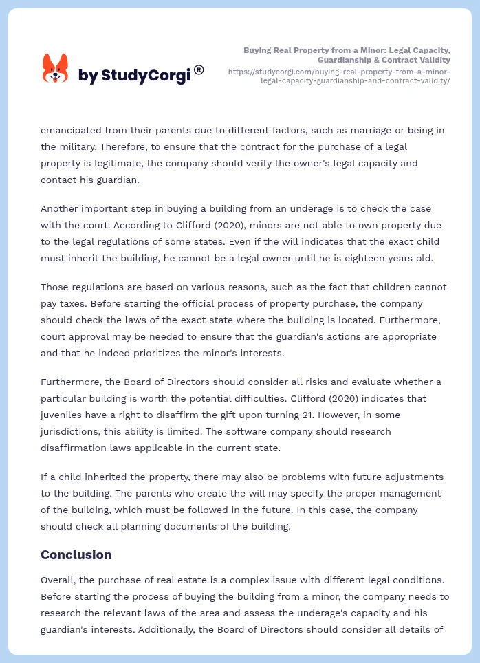 Buying Real Property from a Minor: Legal Capacity, Guardianship & Contract Validity. Page 2
