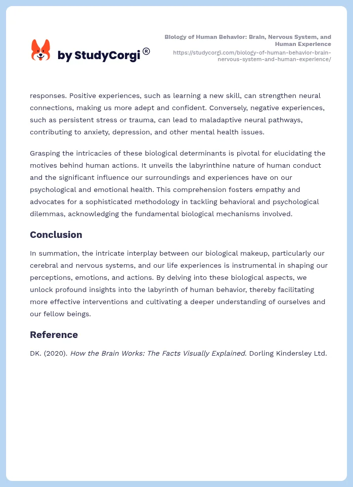 Biology of Human Behavior: Brain, Nervous System, and Human Experience. Page 2