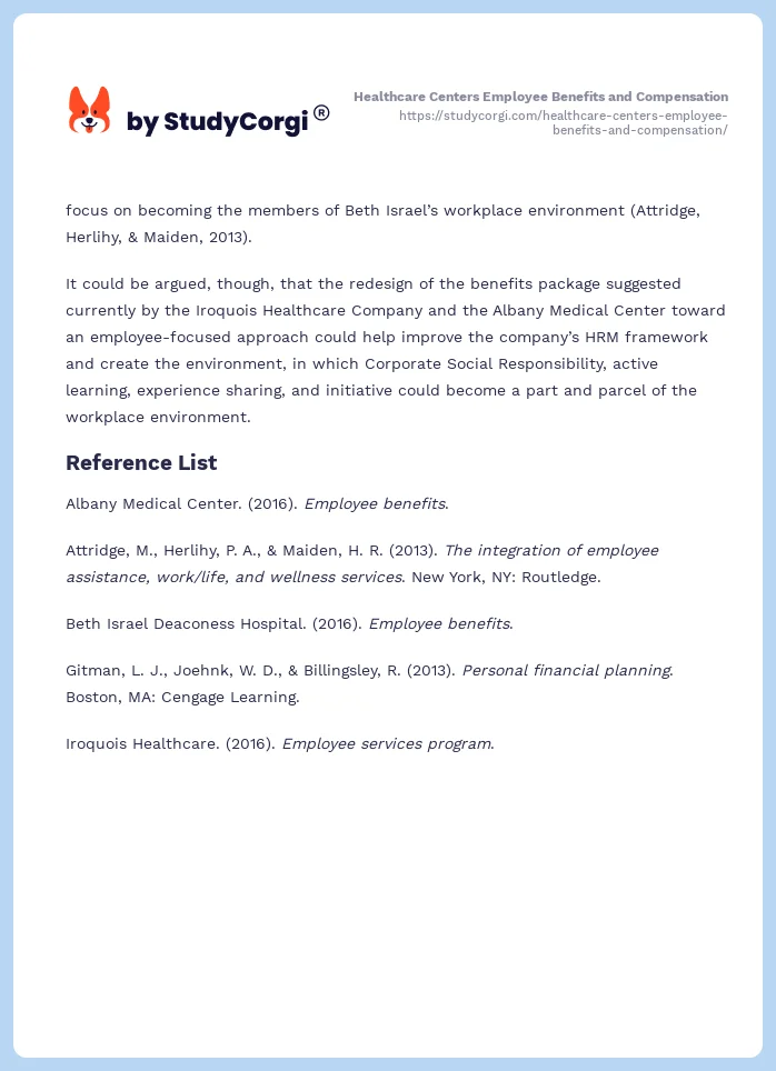 Healthcare Centers Employee Benefits and Compensation. Page 2