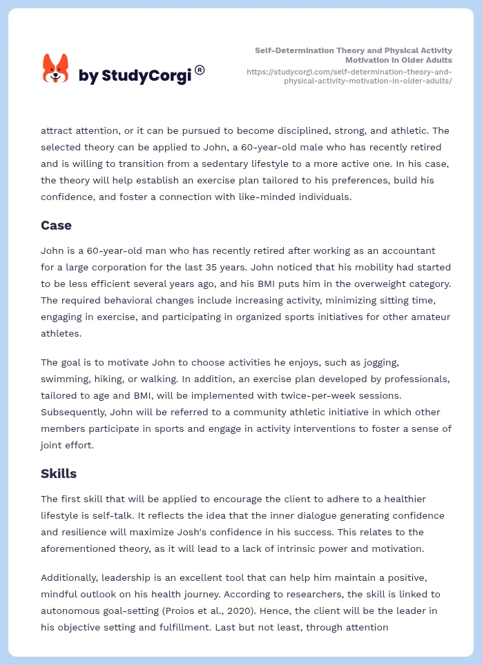 Self-Determination Theory and Physical Activity Motivation in Older Adults. Page 2