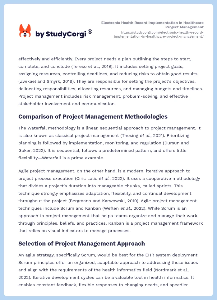 Electronic Health Record Implementation in Healthcare Project Management. Page 2