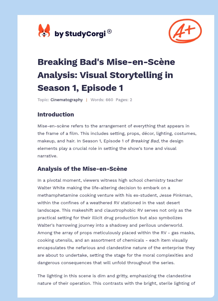 Breaking Bad's Mise-en-Scène Analysis: Visual Storytelling in Season 1, Episode 1. Page 1