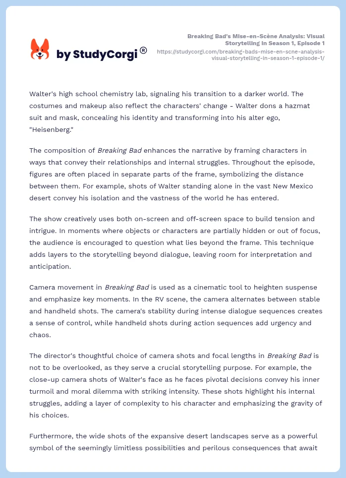 Breaking Bad's Mise-en-Scène Analysis: Visual Storytelling in Season 1, Episode 1. Page 2