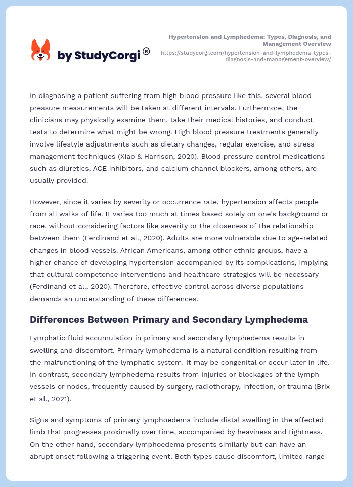 Hypertension and Lymphedema: Types, Diagnosis, and Management Overview. Page 2
