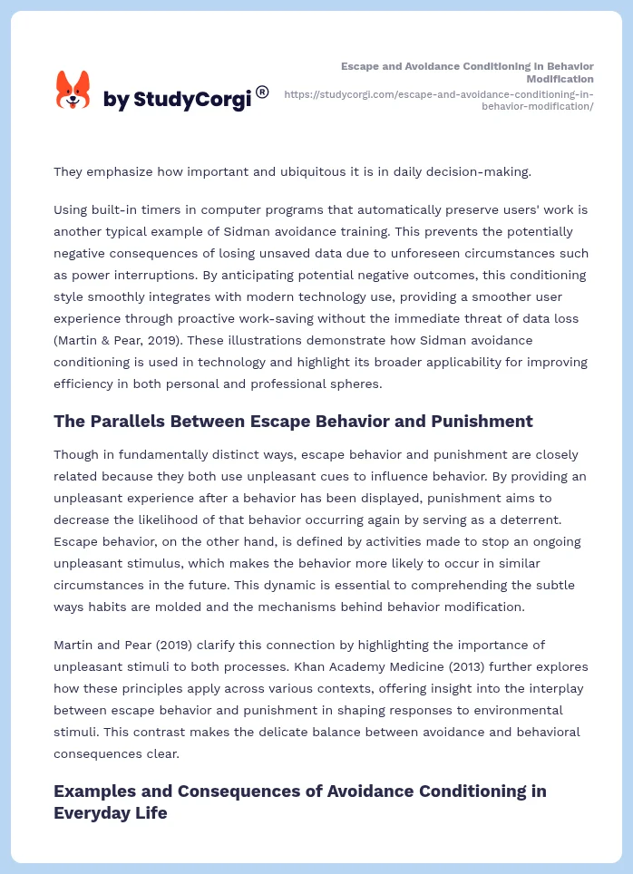 Escape and Avoidance Conditioning in Behavior Modification. Page 2