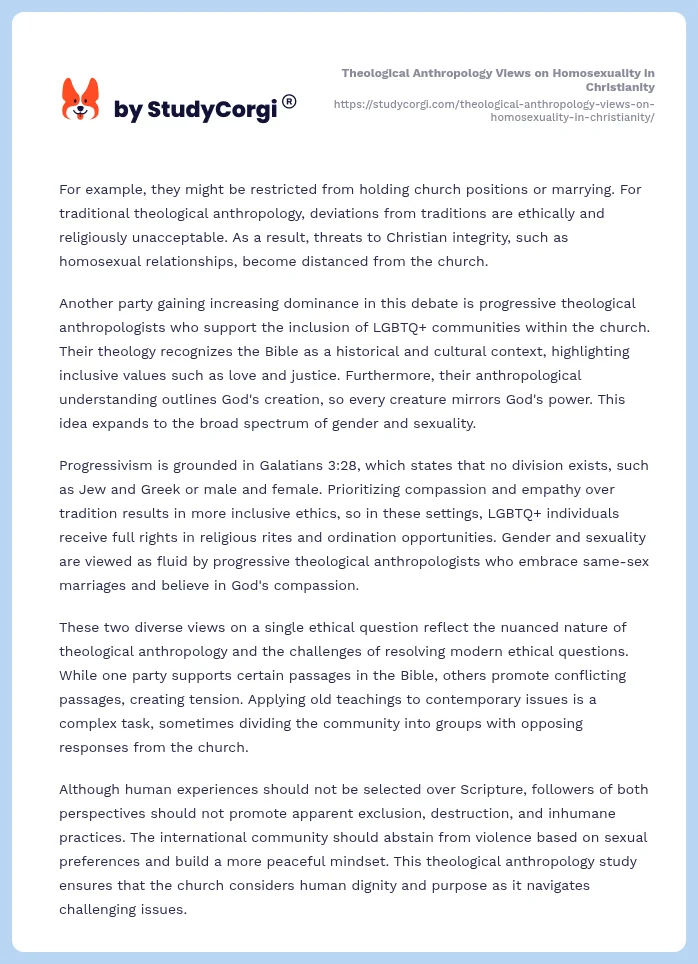 Theological Anthropology Views on Homosexuality in Christianity. Page 2