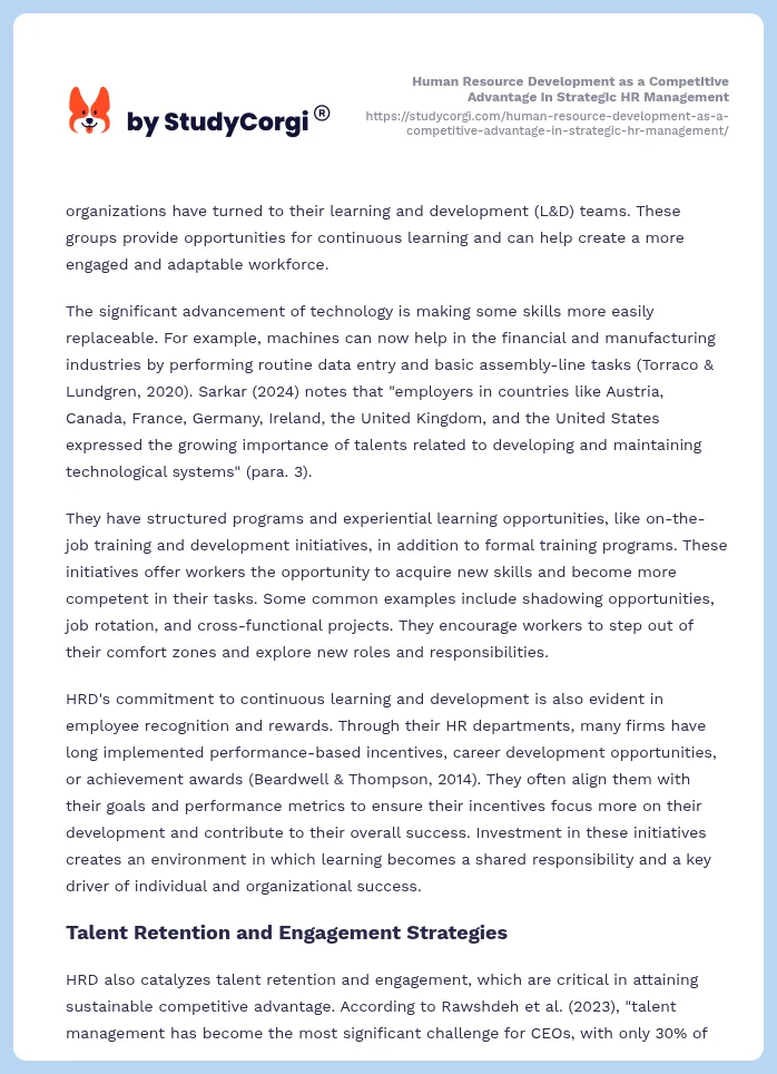 Human Resource Development as a Competitive Advantage in Strategic HR Management. Page 2