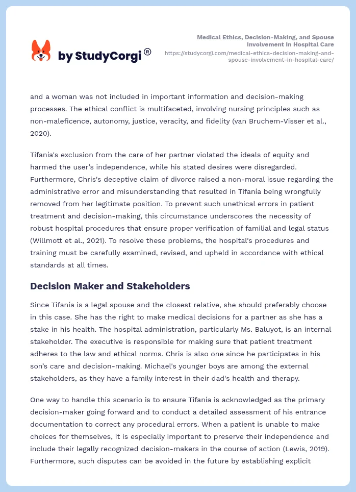 Medical Ethics, Decision-Making, and Spouse Involvement in Hospital Care. Page 2