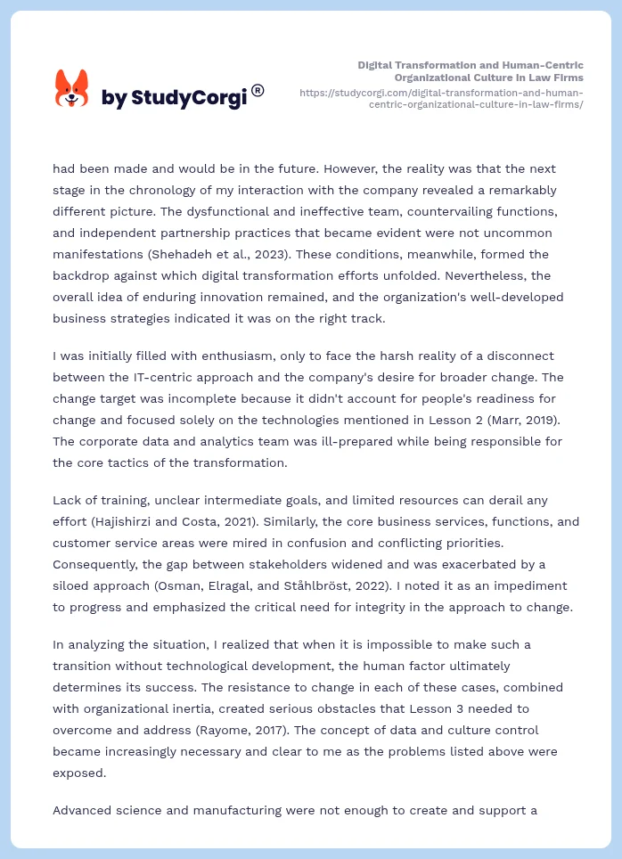 Digital Transformation and Human-Centric Organizational Culture in Law Firms. Page 2