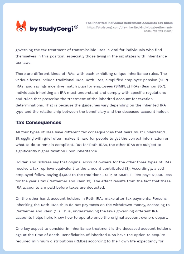 The Inherited Individual Retirement Accounts Tax Rules. Page 2