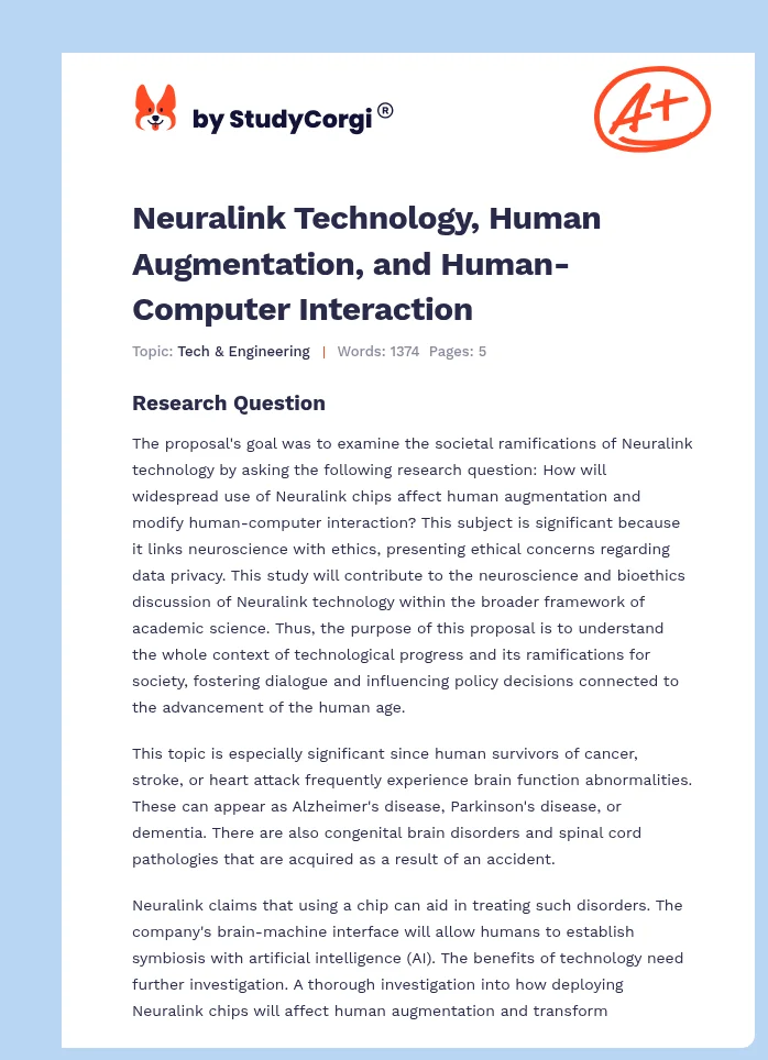 Neuralink Technology, Human Augmentation, and Human-Computer Interaction. Page 1