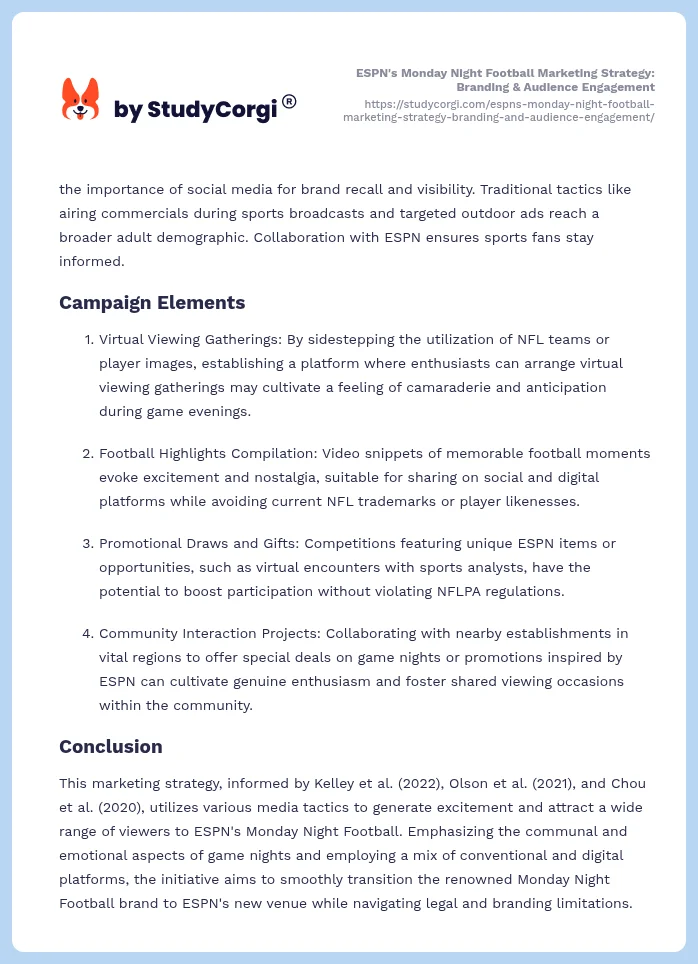 ESPN's Monday Night Football Marketing Strategy: Branding & Audience Engagement. Page 2