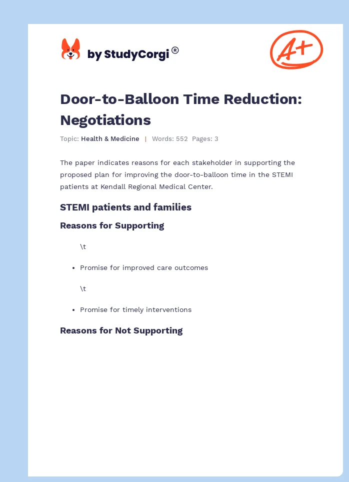 Door-to-Balloon Time Reduction: Negotiations. Page 1