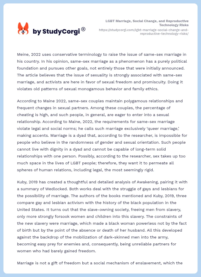 LGBT Marriage, Social Change, and Reproductive Technology Risks. Page 2