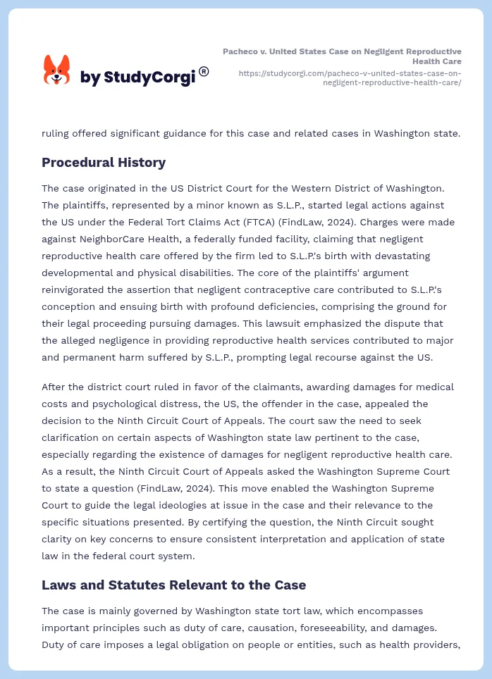 Pacheco v. United States Case on Negligent Reproductive Health Care. Page 2