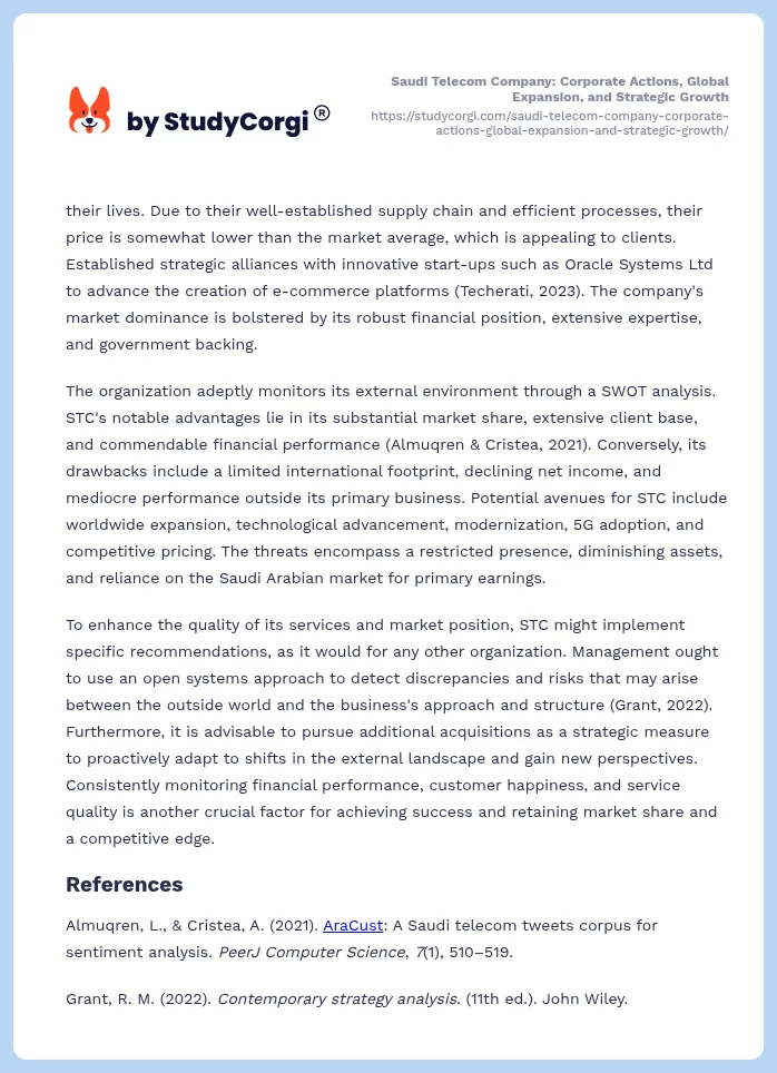 Saudi Telecom Company: Corporate Actions, Global Expansion, and Strategic Growth. Page 2