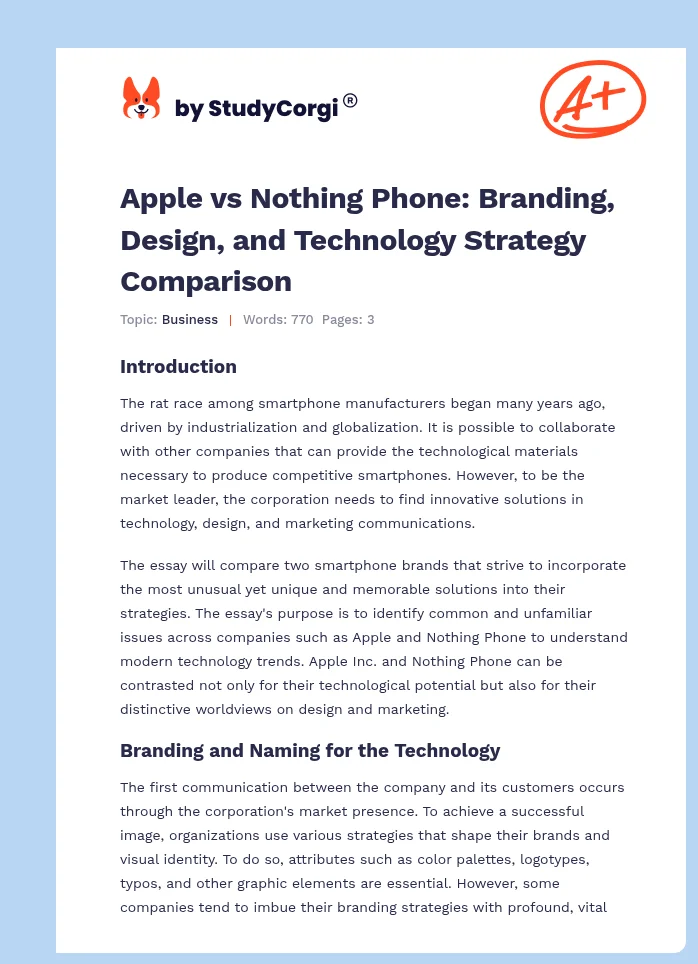 Apple vs Nothing Phone: Branding, Design, and Technology Strategy Comparison. Page 1