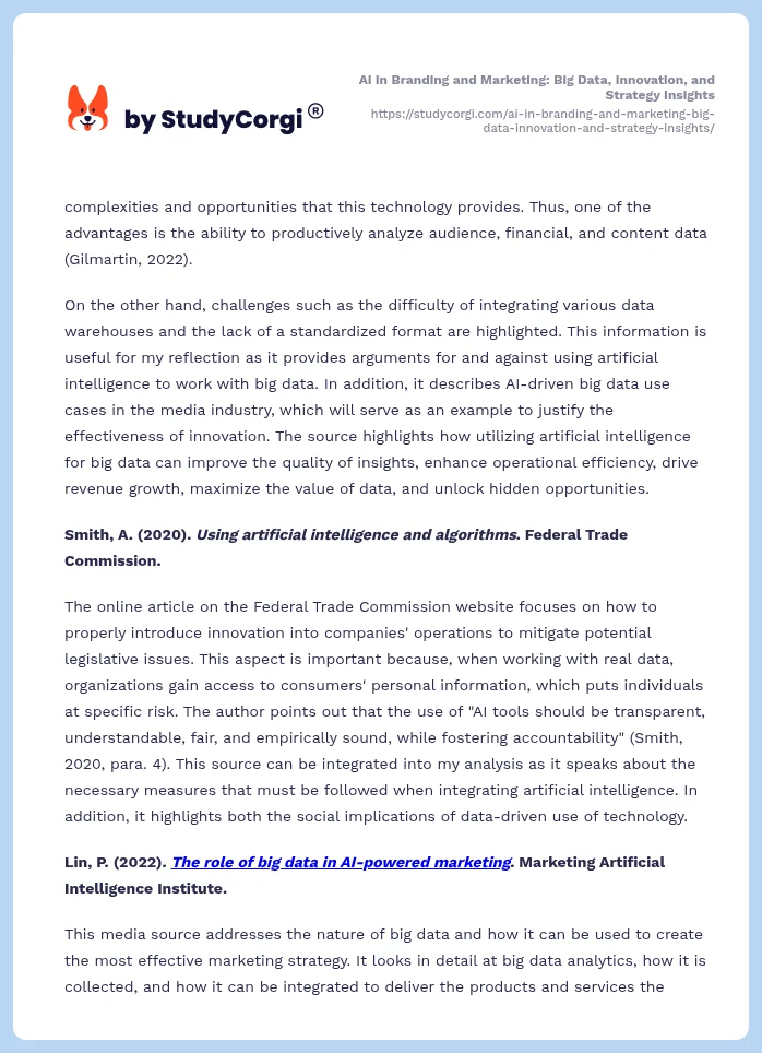 AI in Branding and Marketing: Big Data, Innovation, and Strategy Insights. Page 2
