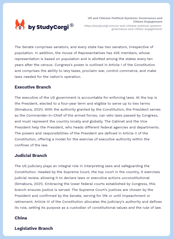 US and Chinese Political Systems: Governance and Citizen Engagement. Page 2