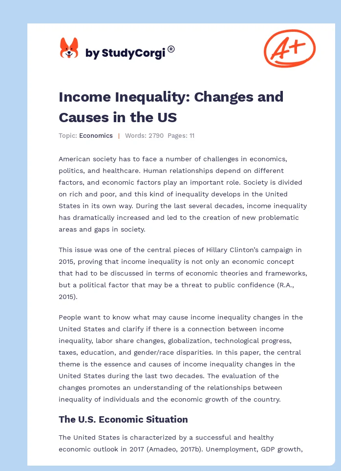 Income Inequality: Changes and Causes in the US. Page 1