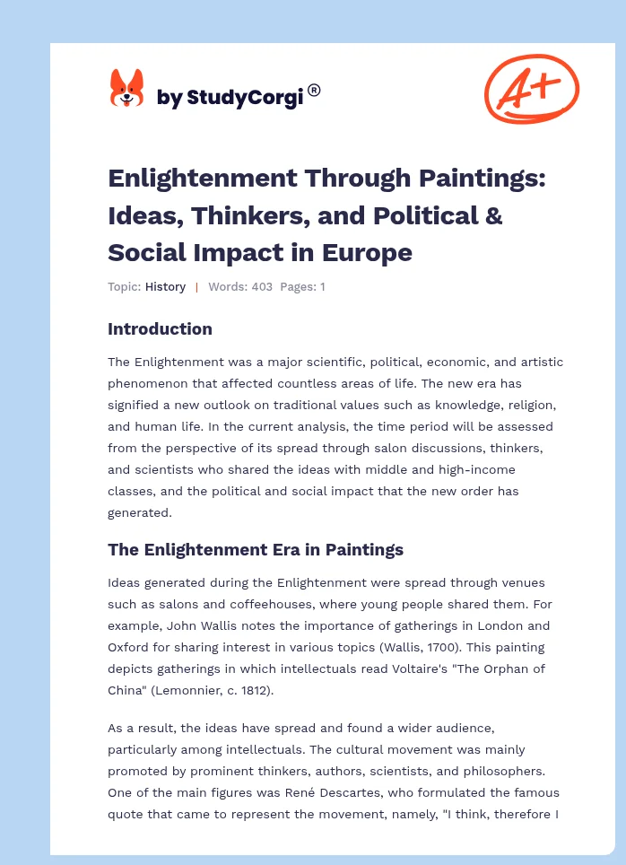 Enlightenment Through Paintings: Ideas, Thinkers, and Political & Social Impact in Europe. Page 1