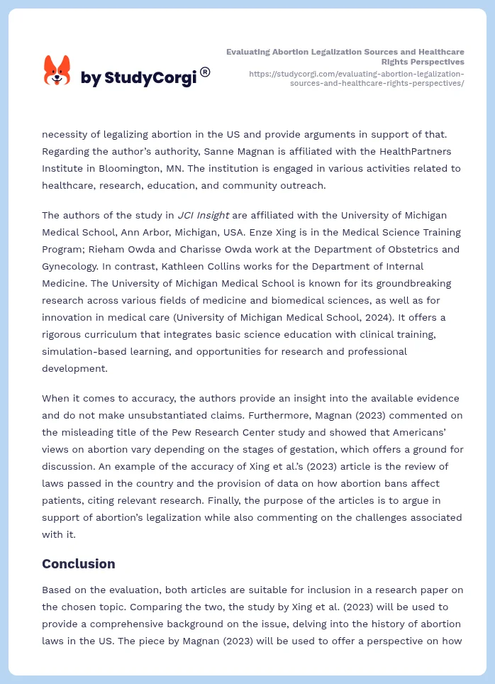 Evaluating Abortion Legalization Sources and Healthcare Rights Perspectives. Page 2