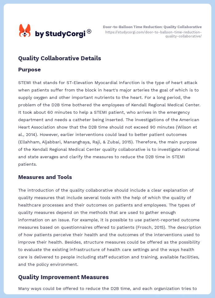 Door-to-Balloon Time Reduction: Quality Collaborative. Page 2