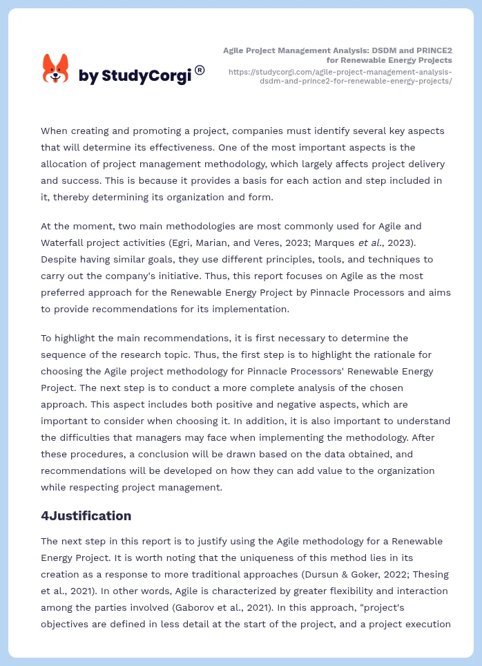 Agile Project Management Analysis: DSDM and PRINCE2 for Renewable Energy Projects. Page 2