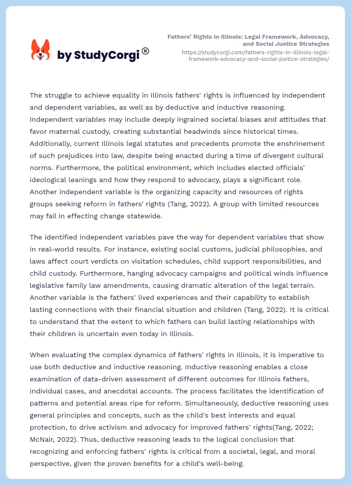 Fathers’ Rights in Illinois: Legal Framework, Advocacy, and Social Justice Strategies. Page 2