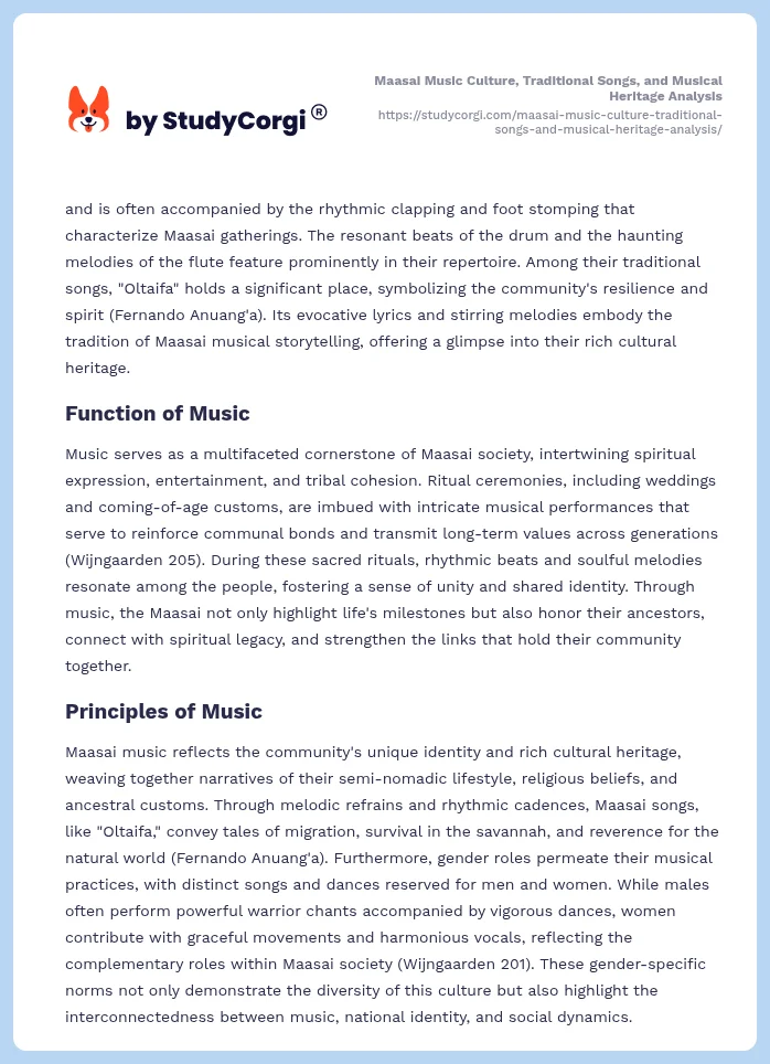 Maasai Music Culture, Traditional Songs, and Musical Heritage Analysis. Page 2