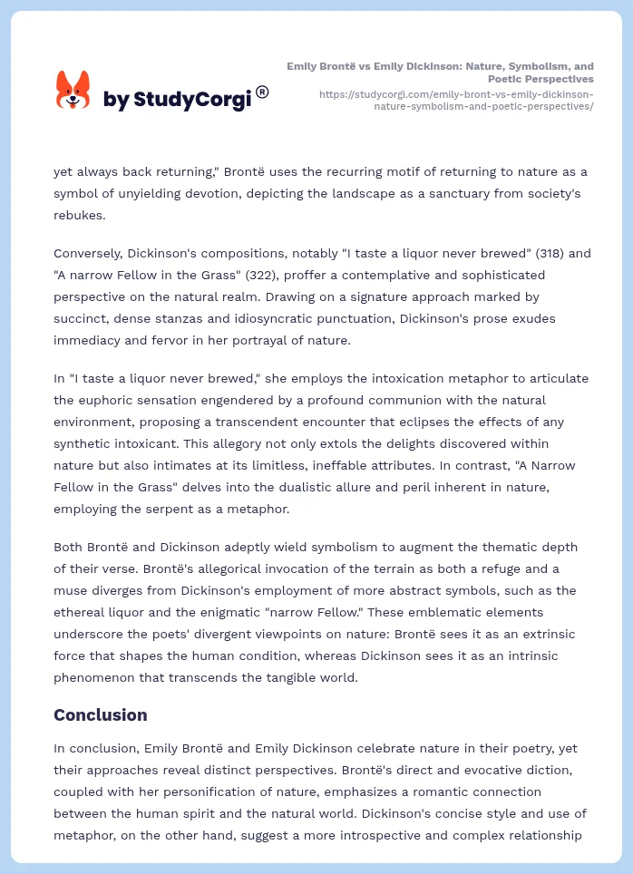 Emily Brontë vs Emily Dickinson: Nature, Symbolism, and Poetic Perspectives. Page 2