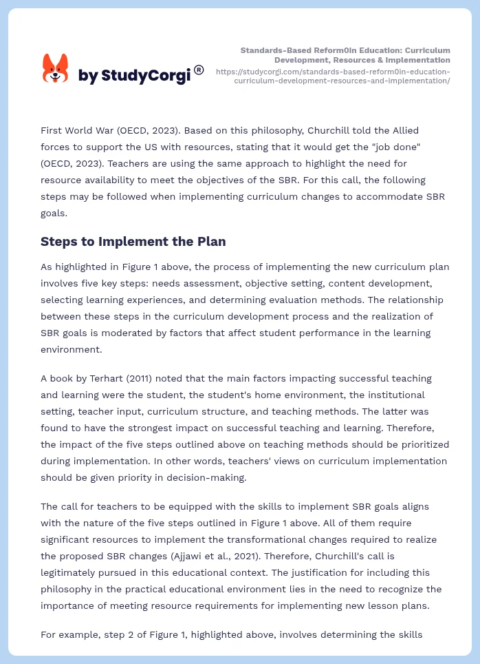 Standards-Based Reform0in Education: Curriculum Development, Resources & Implementation. Page 2