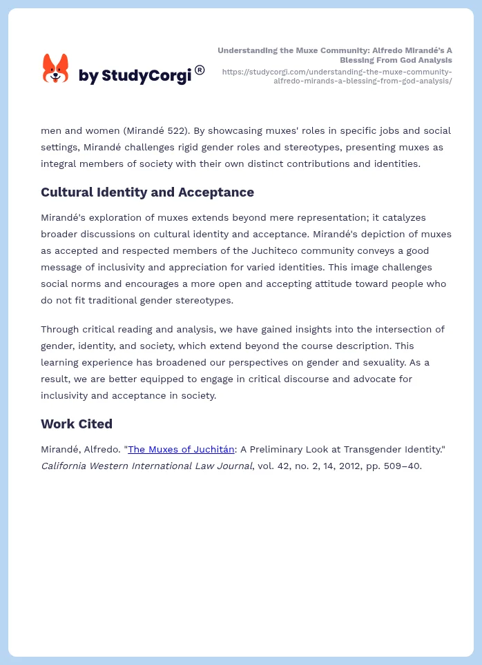 Understanding the Muxe Community: Alfredo Mirandé’s A Blessing From God Analysis. Page 2