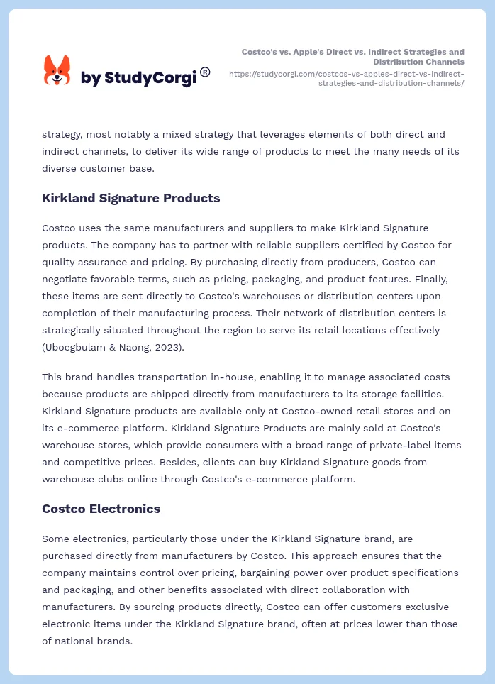 Costco's vs. Apple's Direct vs. Indirect Strategies and Distribution Channels. Page 2