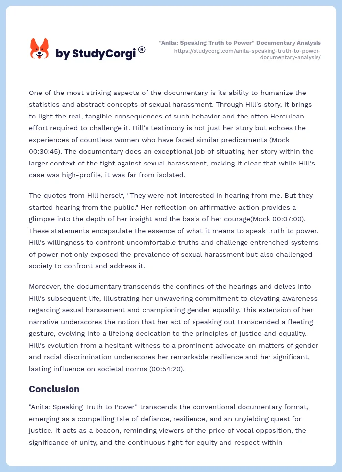 "Anita: Speaking Truth to Power" Documentary Analysis. Page 2