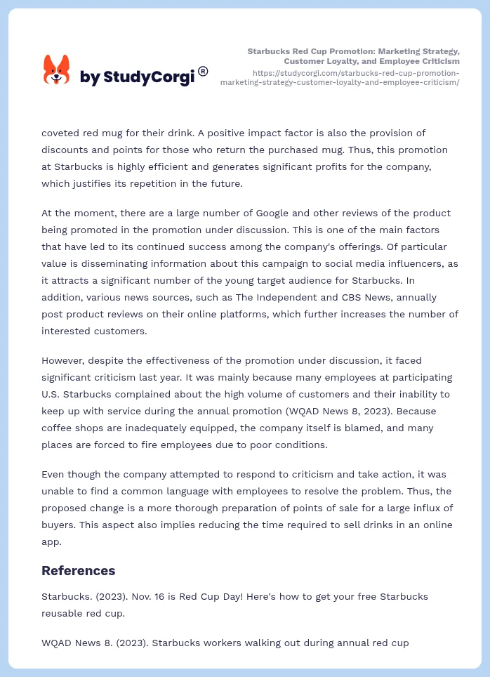 Starbucks Red Cup Promotion: Marketing Strategy, Customer Loyalty, and Employee Criticism. Page 2