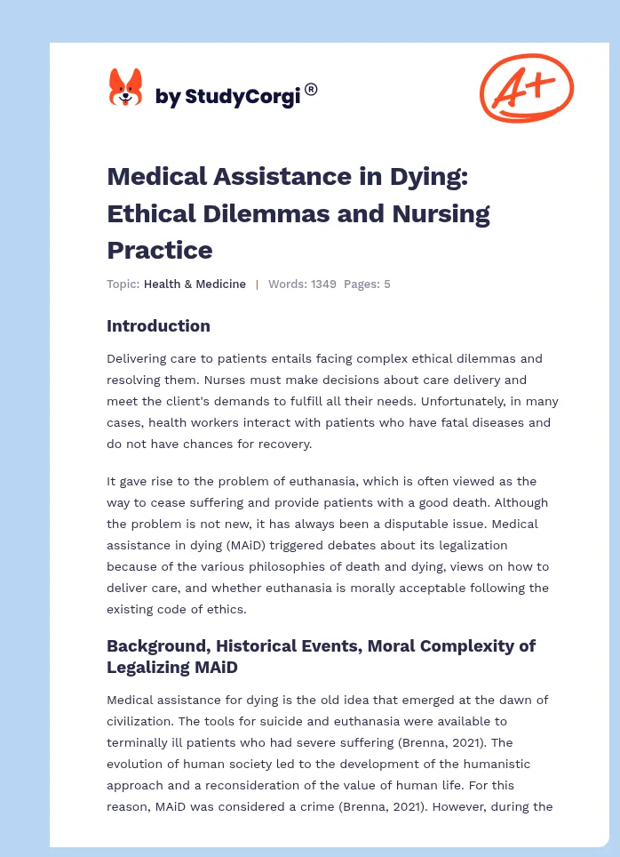 Medical Assistance in Dying: Ethical Dilemmas and Nursing Practice. Page 1