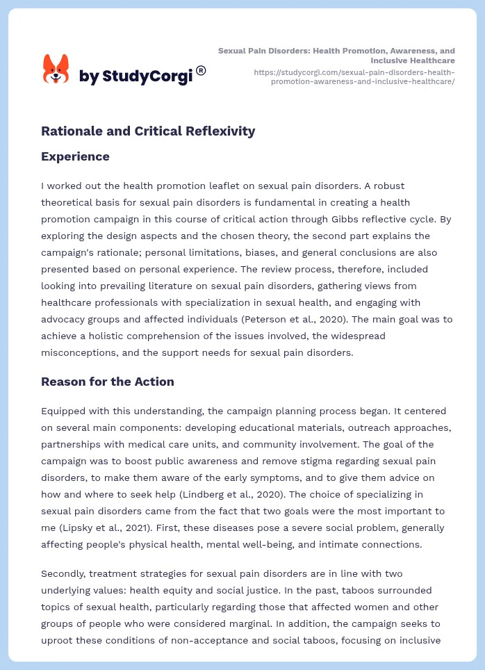 Sexual Pain Disorders: Health Promotion, Awareness, and Inclusive Healthcare. Page 2