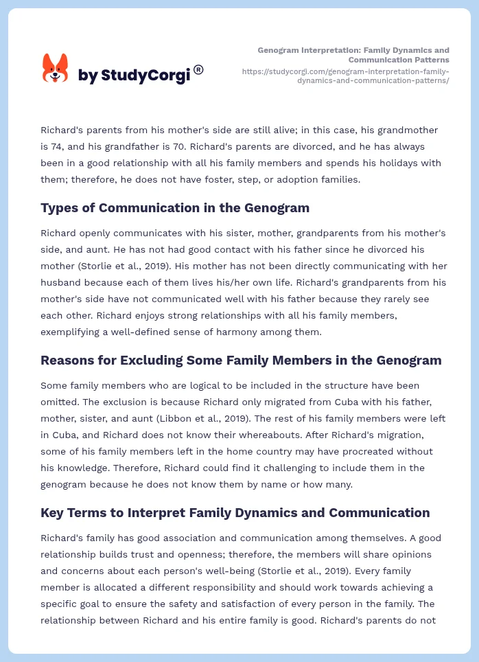 Genogram Interpretation: Family Dynamics and Communication Patterns. Page 2