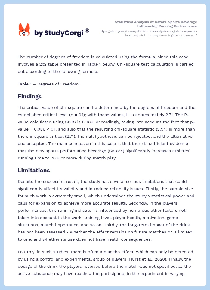 Statistical Analysis of GatorX Sports Beverage Influencing Running Performance. Page 2