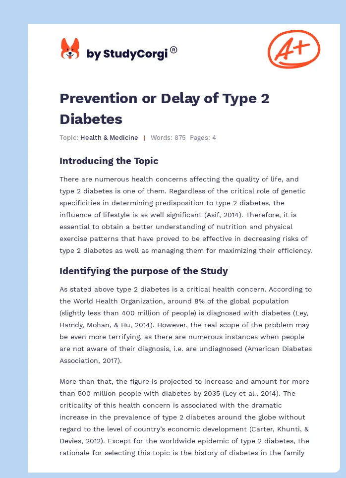 Prevention or Delay of Type 2 Diabetes. Page 1